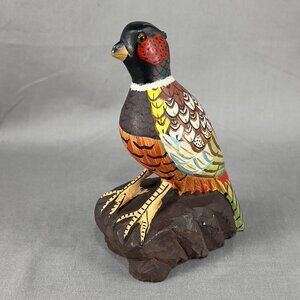 Vtg Action International Stone Art Pheasant Bird Hand Painted Carved Figurine